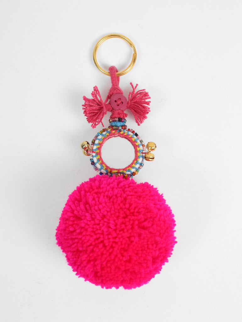 Pom Pom Mirror Keyrings, Single Colour (Pack of 5) | Bohemia Design