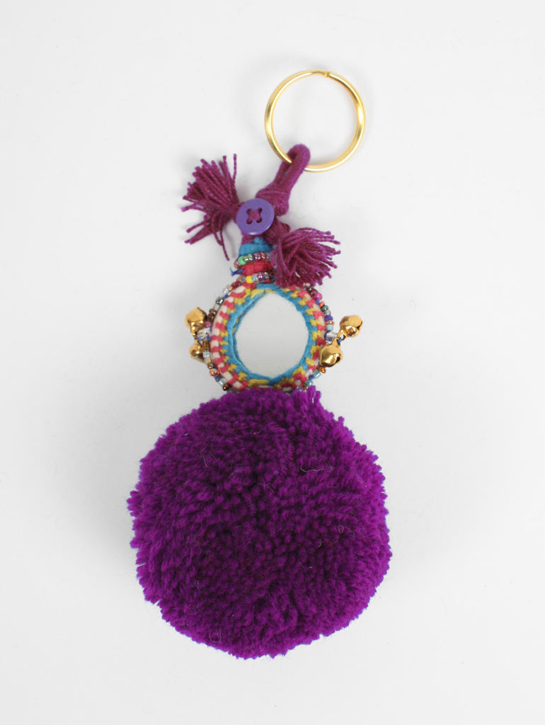 Pom Pom Mirror Keyrings, Single Colour (Pack of 5) | Bohemia Design