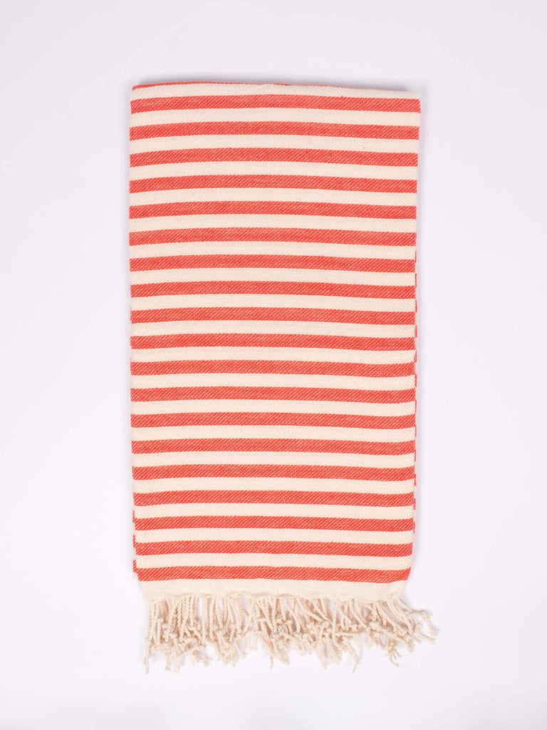 Wholesale Turkish cotton classic stripe Sorrento hammam towel in orange