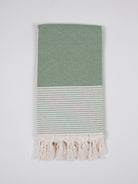 Striped Amalfi Hammam Towel in olive stripe by Bohemia Design