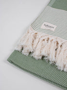 Striped Amalfi Hammam Towel in olive stripe by Bohemia Design