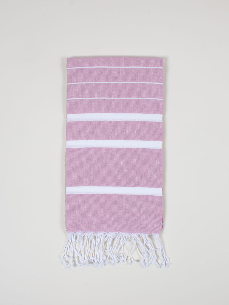 Ibiza Summer Hammam Towel in vintage pink stripe pattern by Bohemia Design