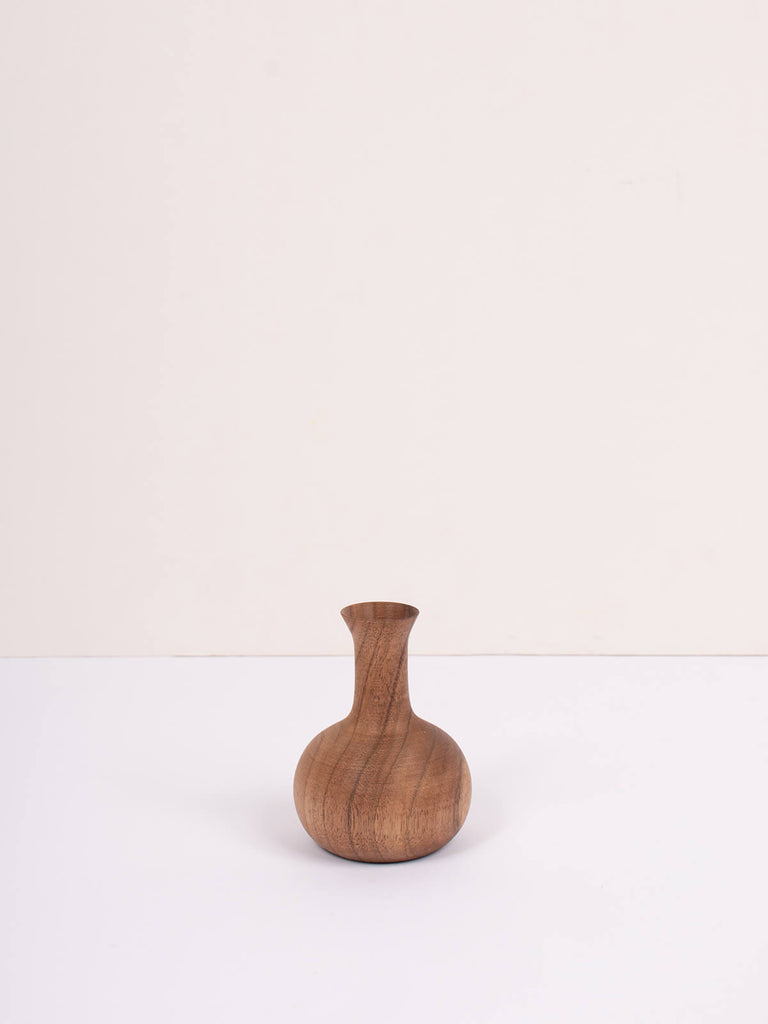 Small mini walnut wood vases by Bohemia Design