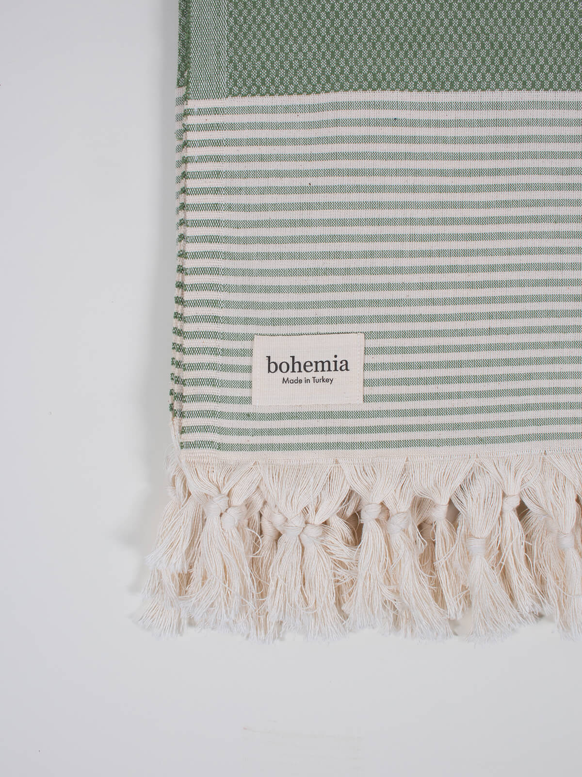 Striped Amalfi Hammam Towel in olive stripe by Bohemia Design