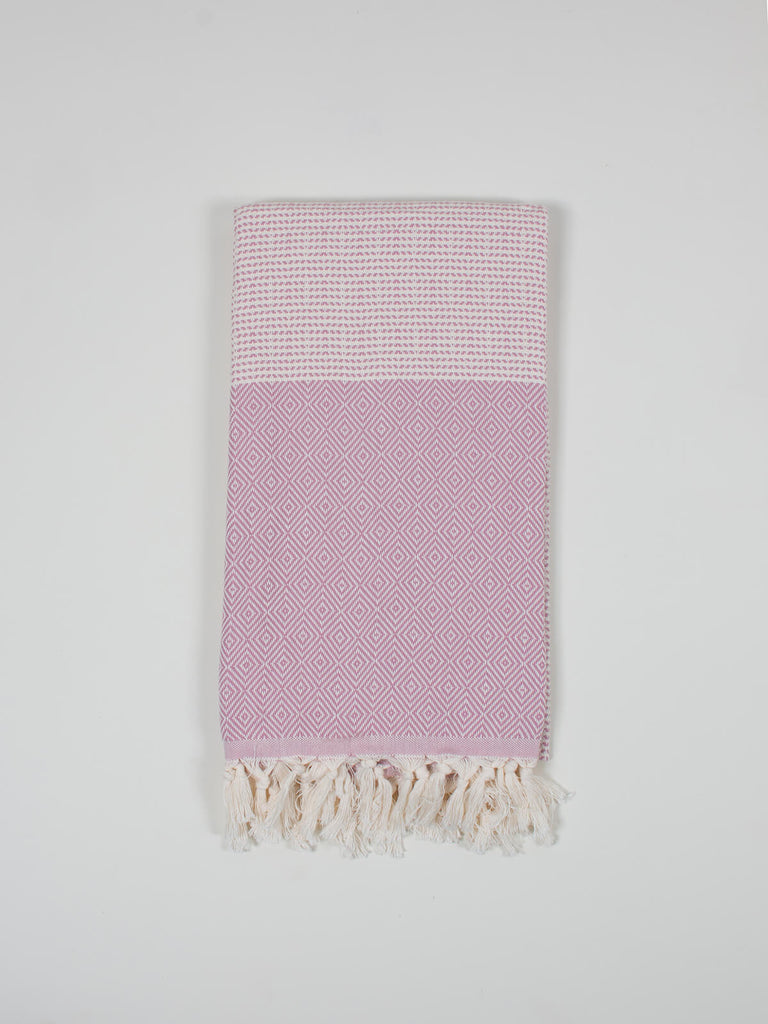 Nordic Dot Hammam Towel in vintage pink diamond pattern by Bohemia Design