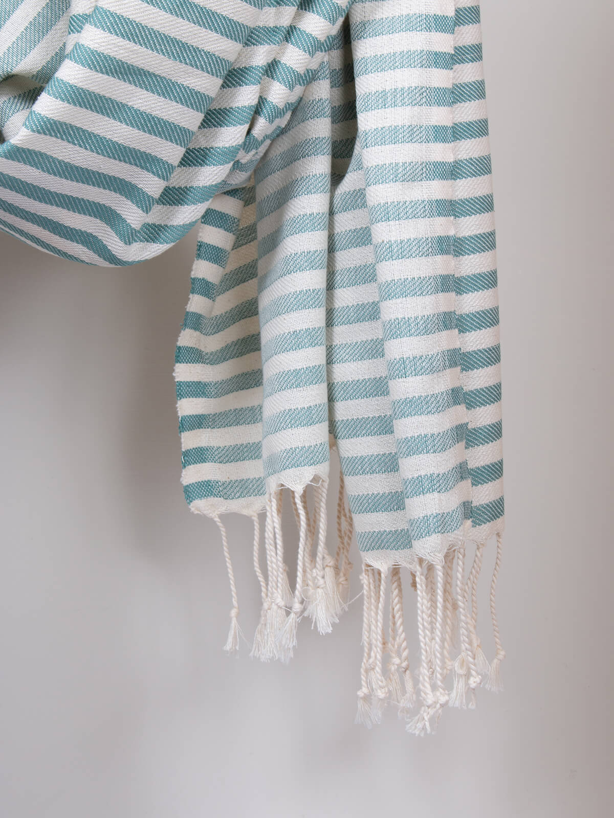 Striped Sorrento Hammam Towel in grey green stripe by Bohemia Design