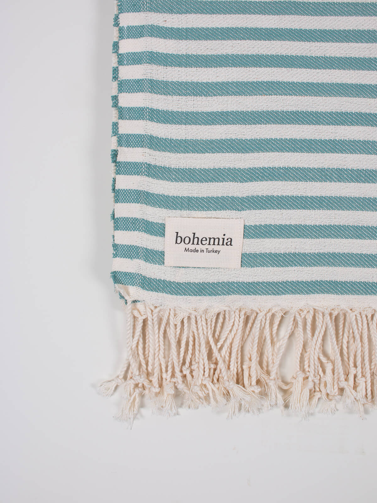 Striped Sorrento Hammam Towel in grey green stripe by Bohemia Design