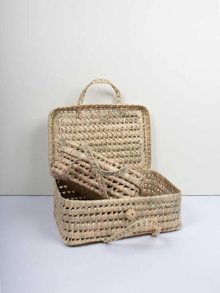 Set of two woven suitcases with double handles by Bohemia Design