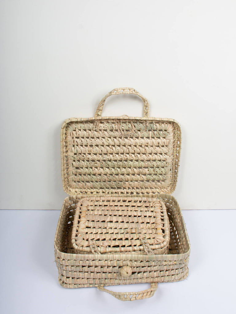 Set of two woven suitcases with double handles by Bohemia Design